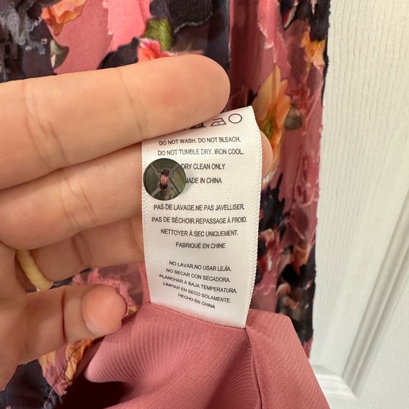 NICOLE MILLER Floral Print Silk Blouse Long Sleeve Burnout Ruffle Pink M… - Picture 7 of 7